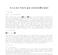 자기소개서 작성사례(정보통신) 자기소개서 작성사례(정보통신)